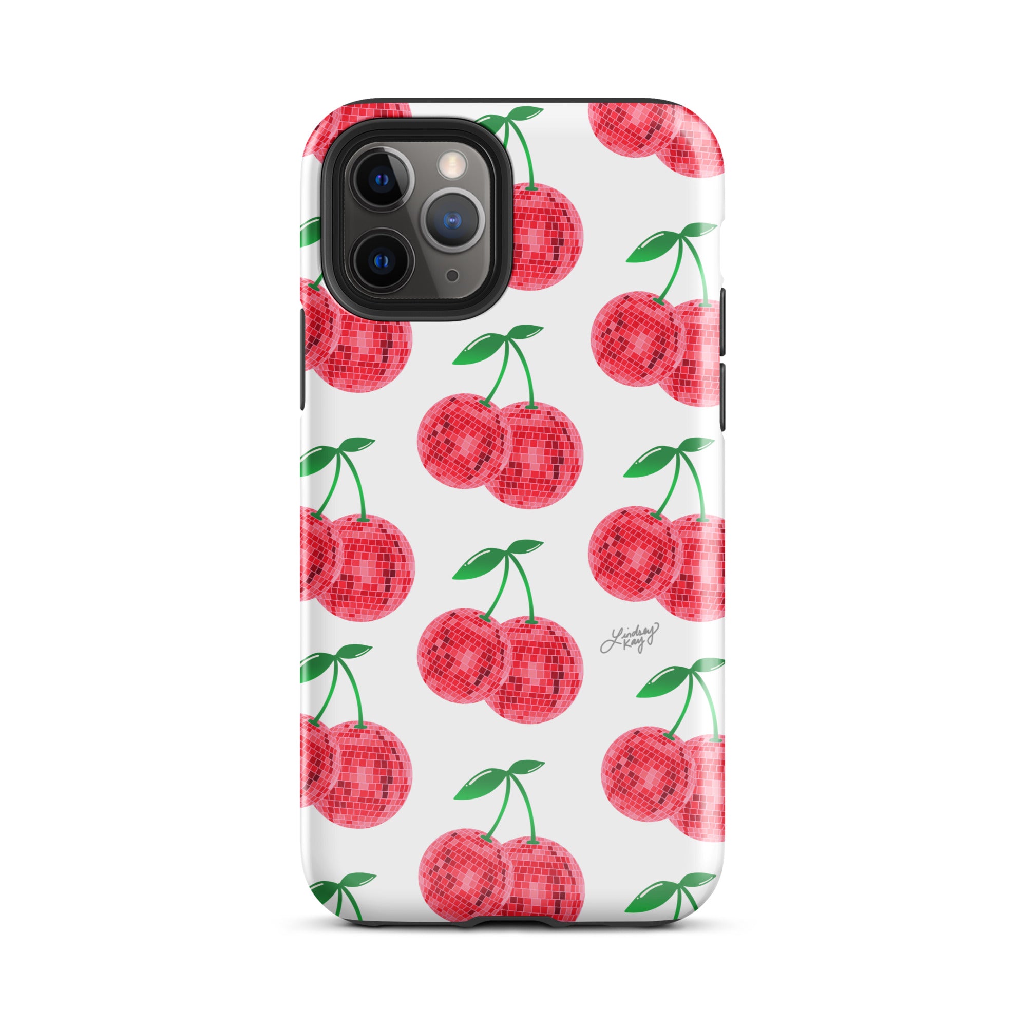 Patrón de cerezas disco rojas - Funda resistente para iPhone®